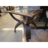 Pencil Reed Rattan Glass Top Side Table