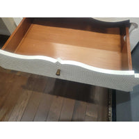 India White Faux Linen / Grasscloth 3-Drawer Nightstand by Dear Keaton - colletteconsignment.com