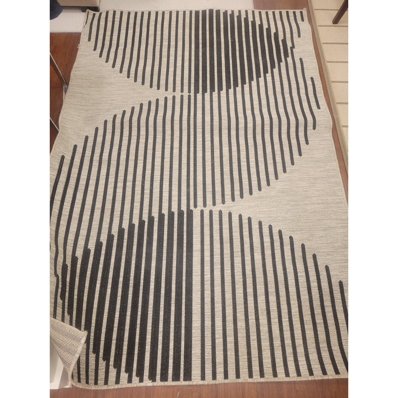 Black Print on Gray Indoor / Outdoor Rug