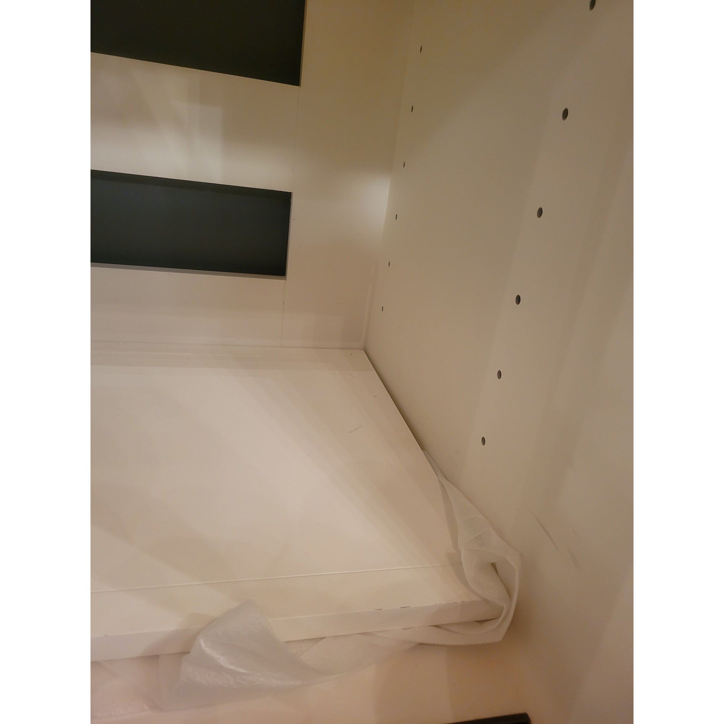 'Wilhelm' White Gesso Sliding Door Credenza w/ Mirror Glass by Mr. Brown