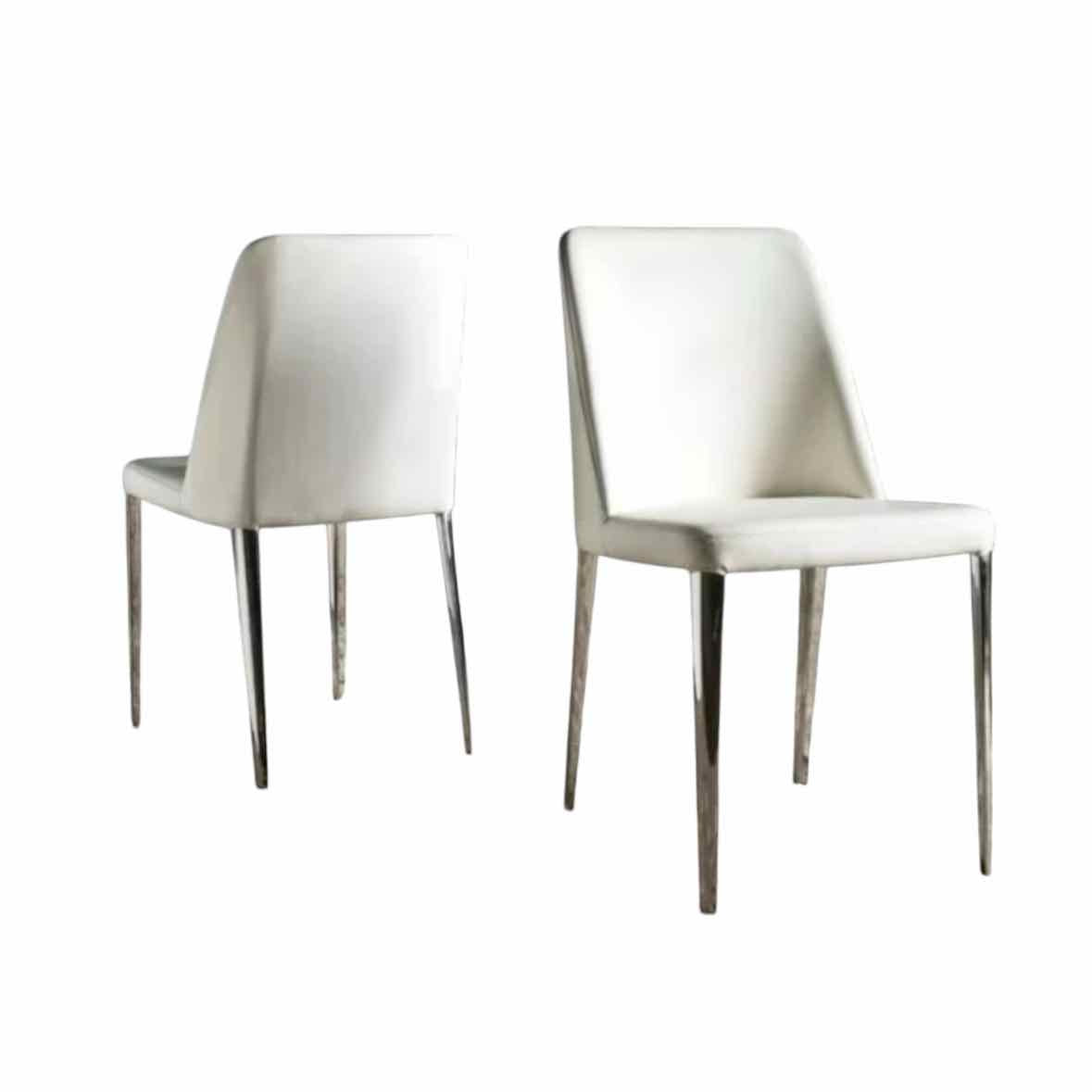 Pair of White Baltic Glam Upholstered Chairs by Safavieh