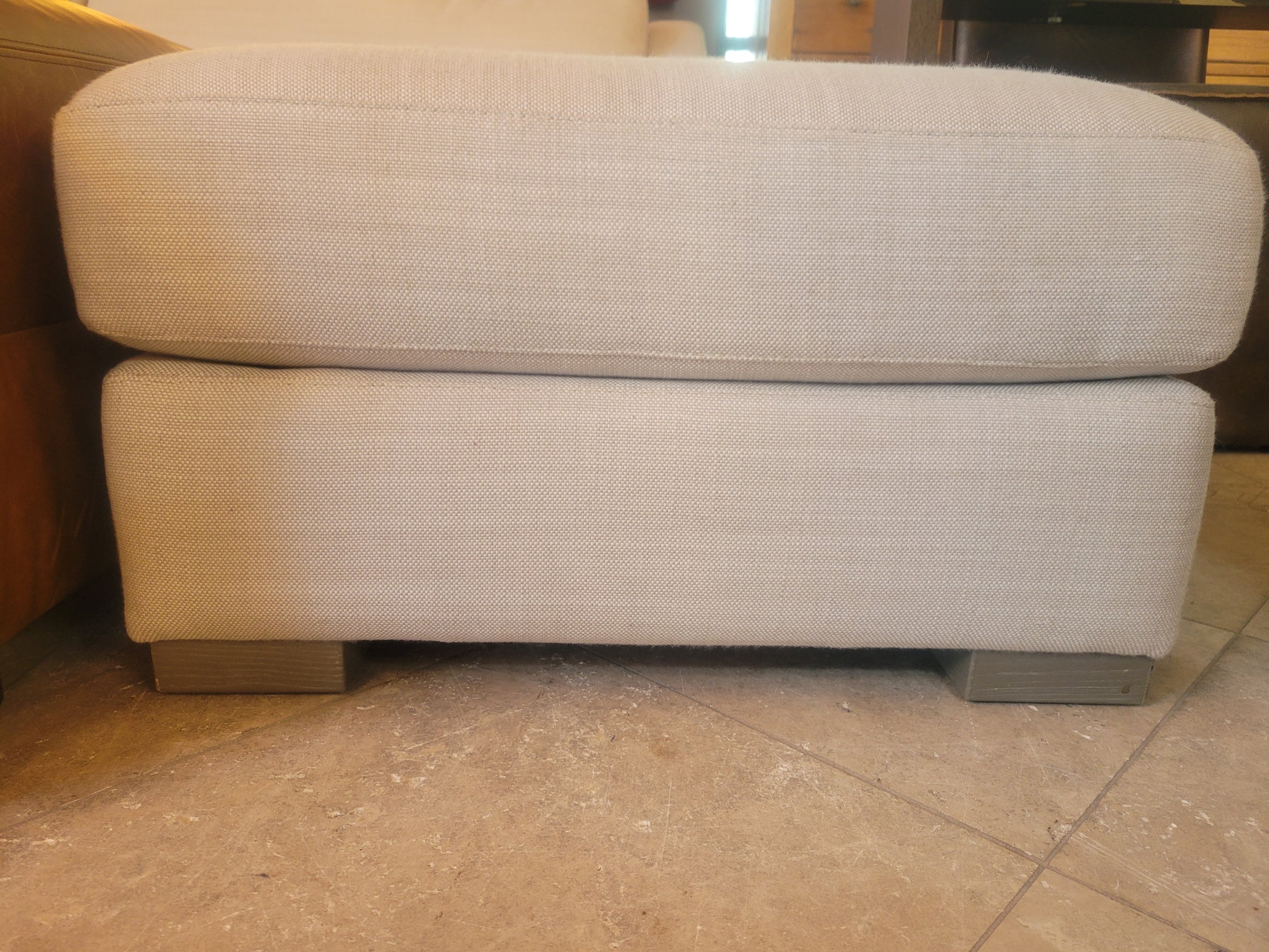 9-ft Belgian Linen Classic Slope Sofa w/ Ottoman by RH
