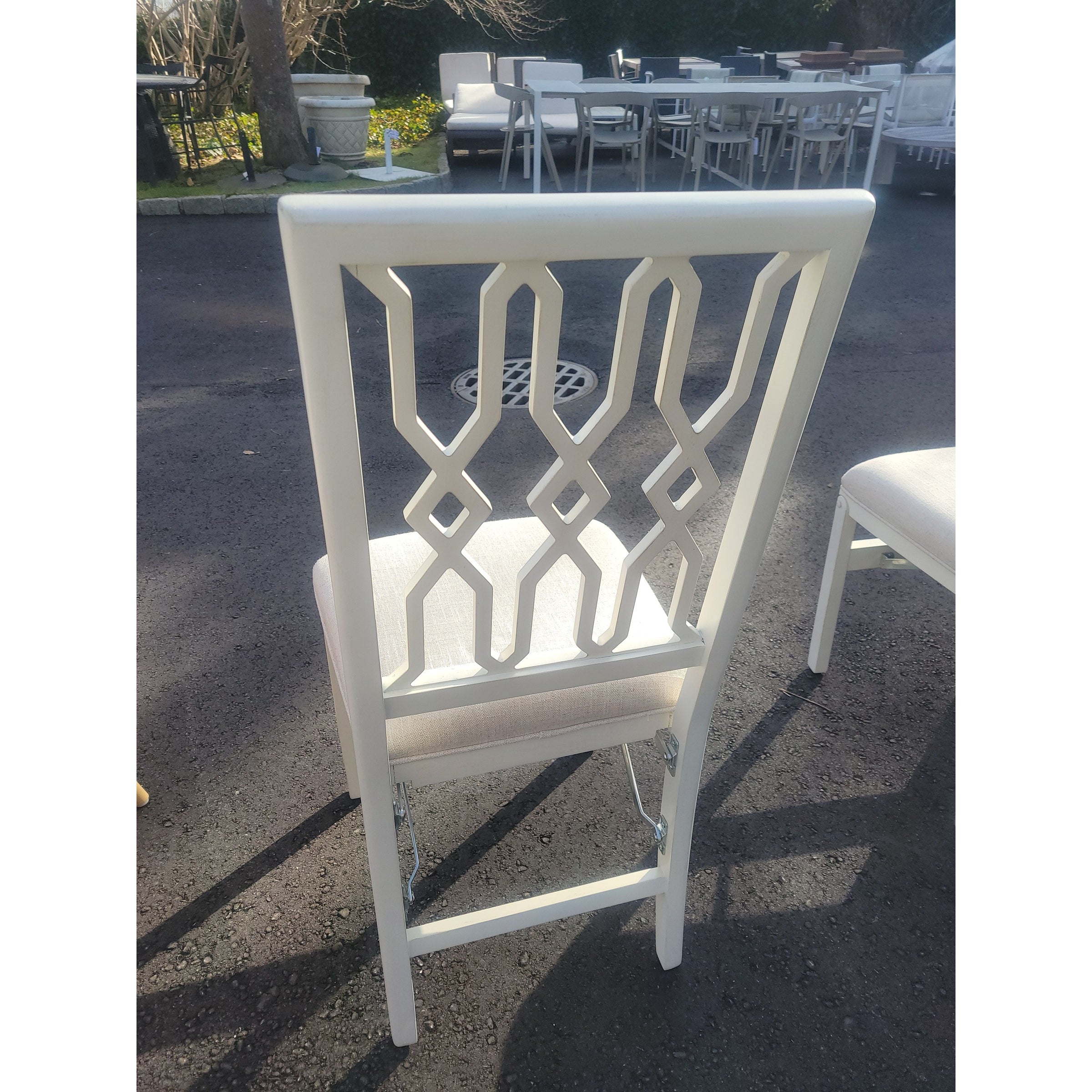 SET of 4 Blonde Wood Lattice Folding Chairs