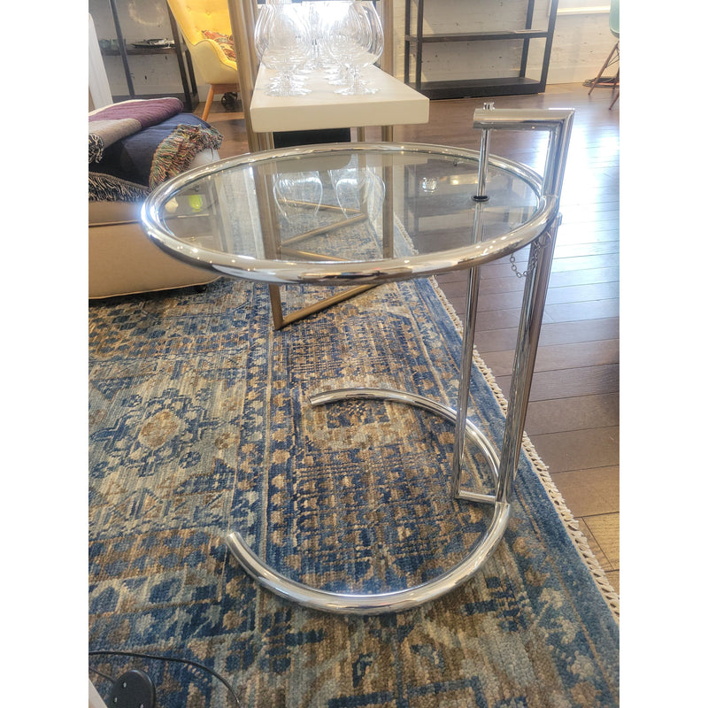 Glass & Chrome Adjustable Table E1027 by Eileen Gray for ClassiCon