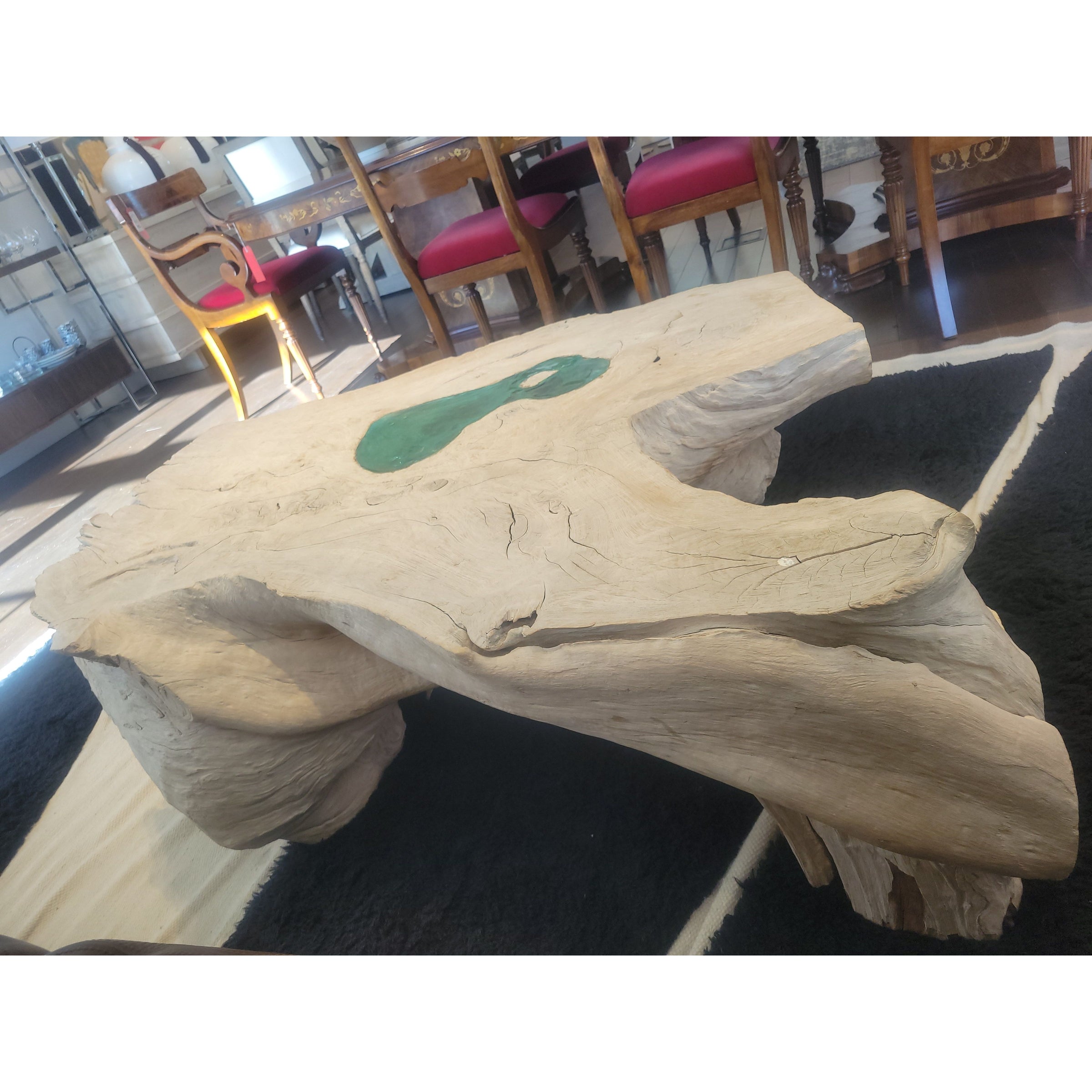 Live Edge Wood Coffee Table w/ Green Resin Pool