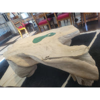 Live Edge Wood Coffee Table w/ Green Resin Pool - colletteconsignment.com