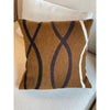 Brown Linen Embroidered Square Pillow by Judy Ross Textiles