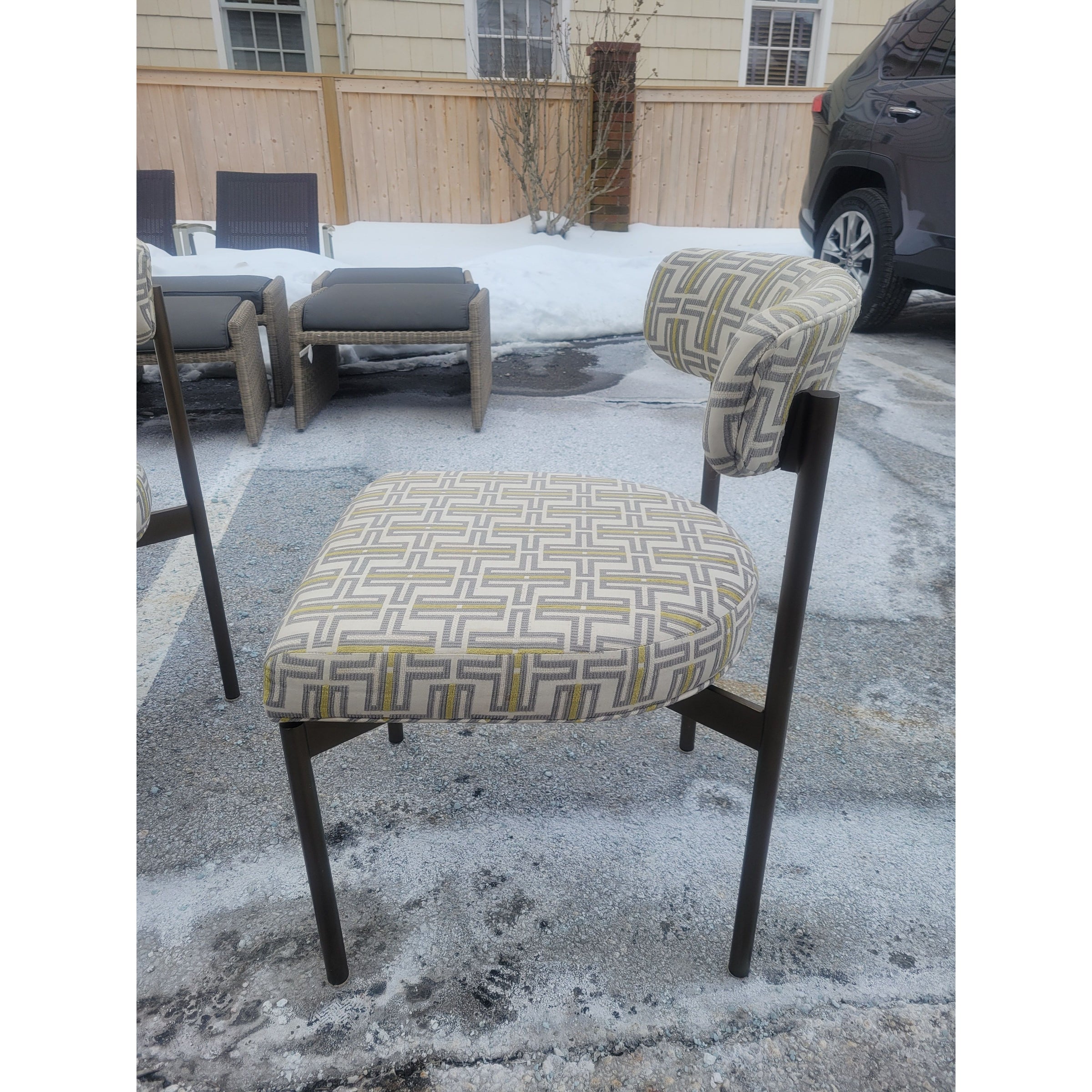 SET of 4 'Remy' Upholstered Dining Chairs on Pewter Legs by MG&BW (AS IS)