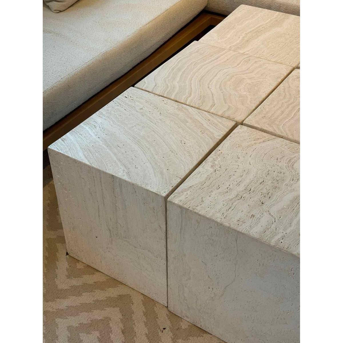 4-ft Square Stone Block Coffee Table w/ 9 Cubes - AS IS