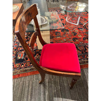 Regency Style Italian Dining Chair w/ Red Velvet & Cane