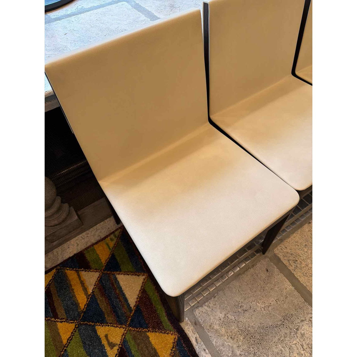 Set of 4 B&B Italia White Leather w/Black Wood Frame - colletteconsignment.com