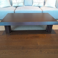 Beveled-Edge Tabletop & Sculptural Legs Rectangular Coffee Table in Chocolate Oa