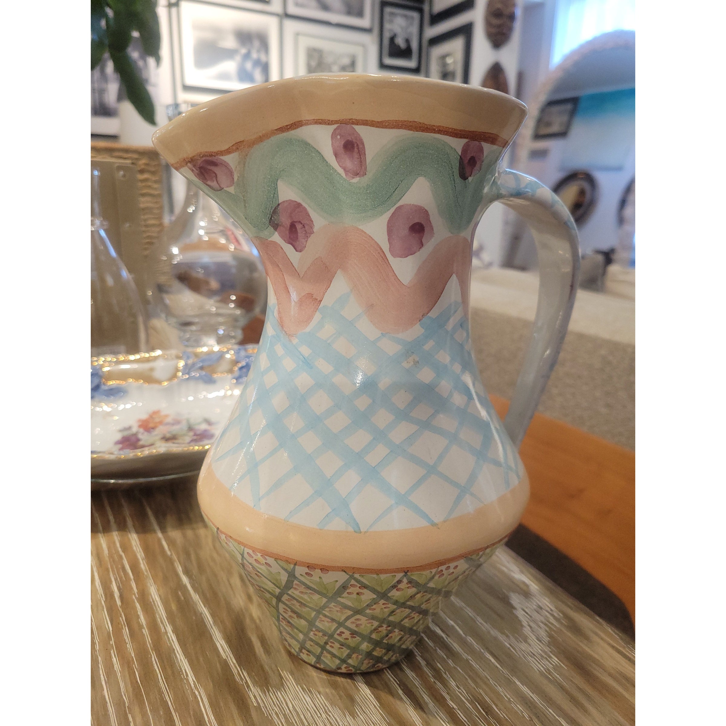 Heather Painted Ceramic Pitcher by Mackenzie Childs