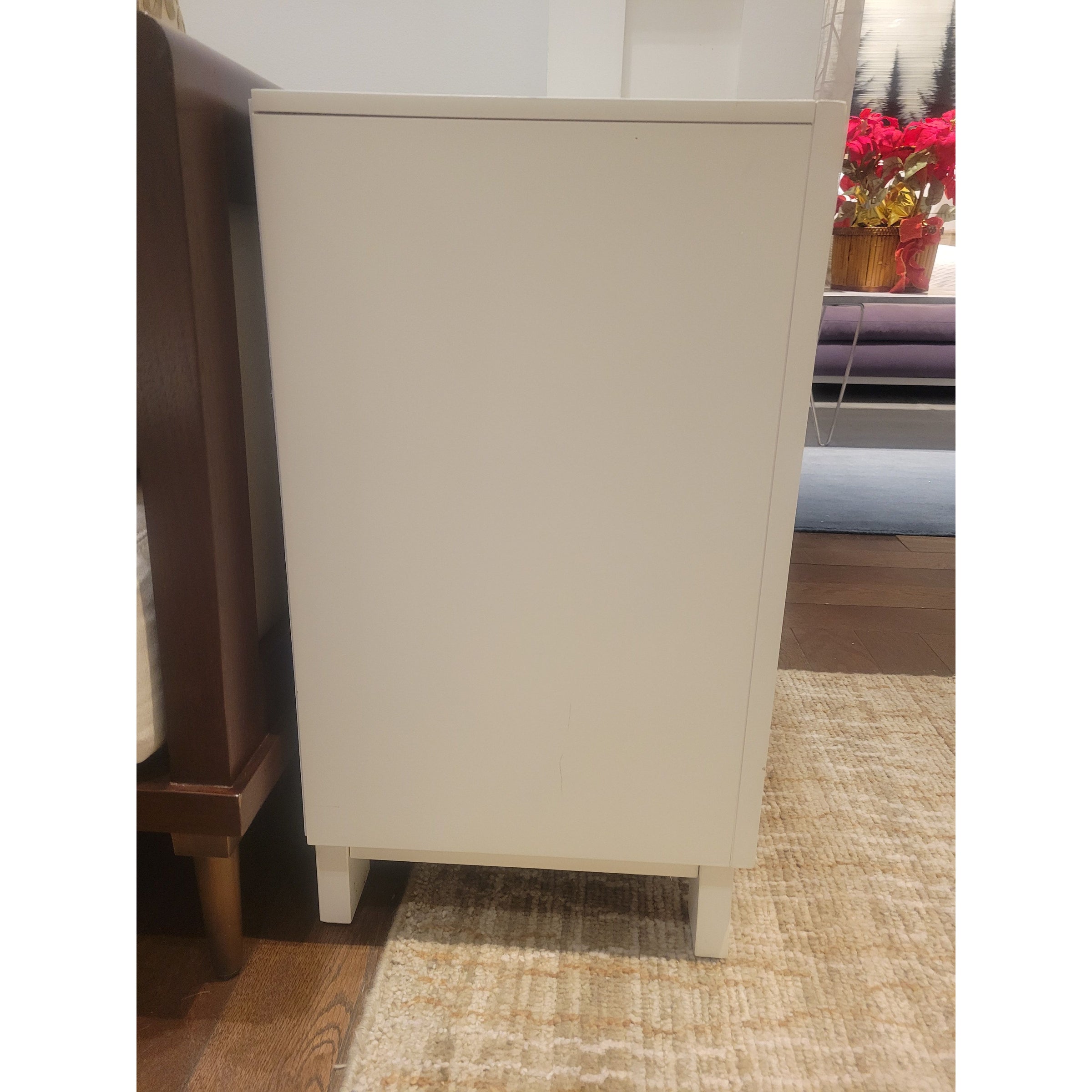 PAIR of Contemporary White Wood Dovetailed 2-Drawer Nightstands
