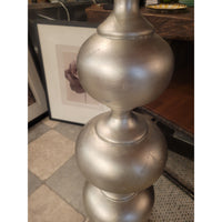 Stacked Pearls Wood Floor Lamp w/ Gray Shade