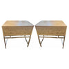 Pair of Somerset Night Stands Pebble on Raffia / Base: Nickel