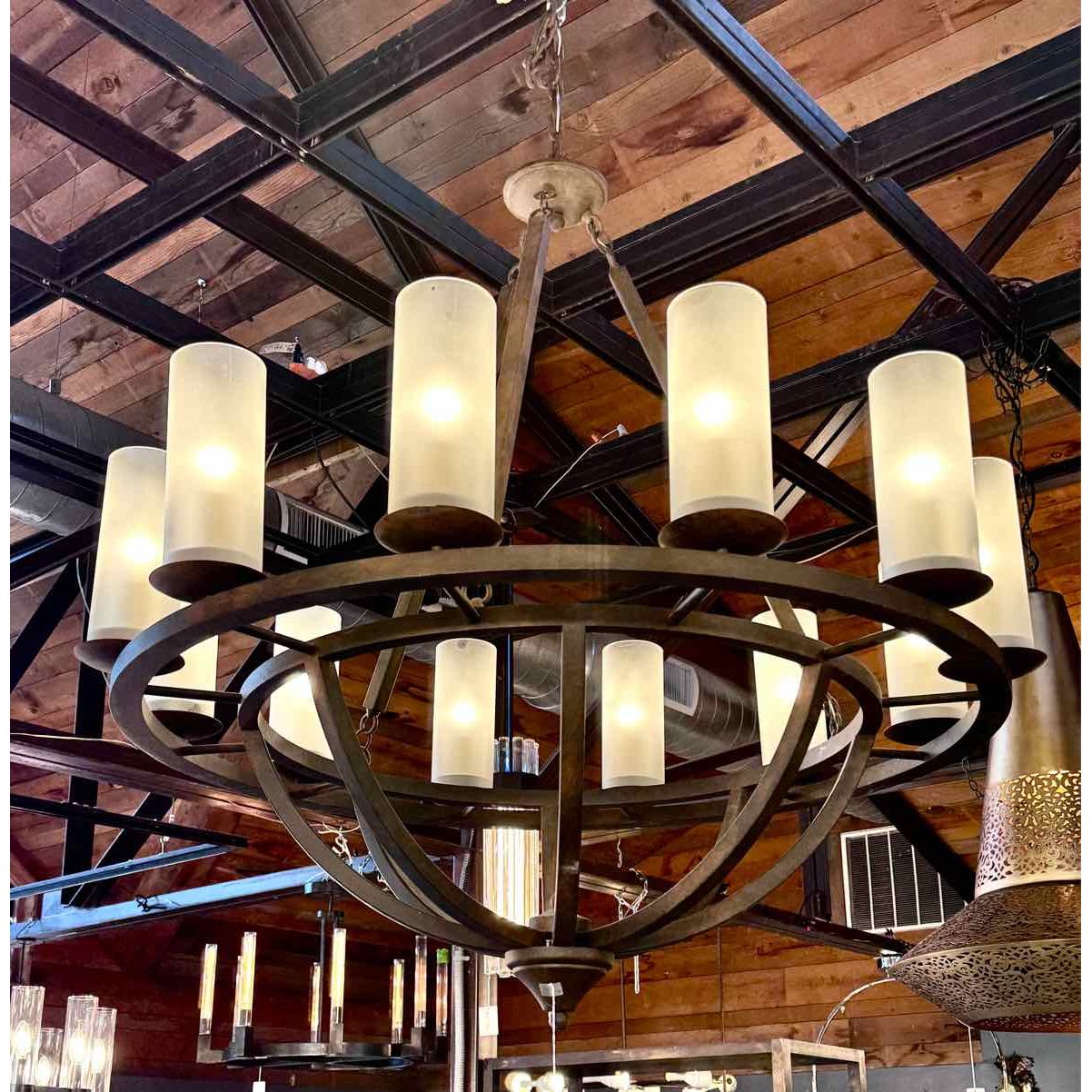 12 Light Metal Chandelier w/ Glass Tubes