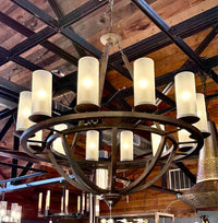 12 Light Metal Chandelier w/ Glass Tubes