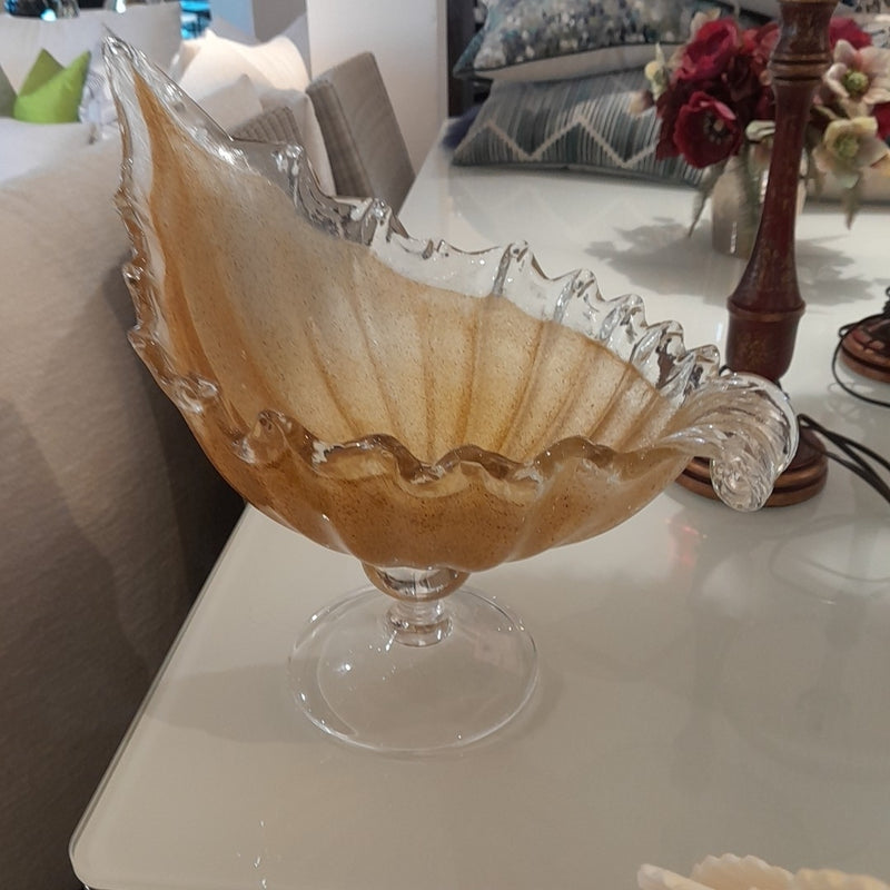 Morano Shell Centerpiece Bowl w/ Gold Detail