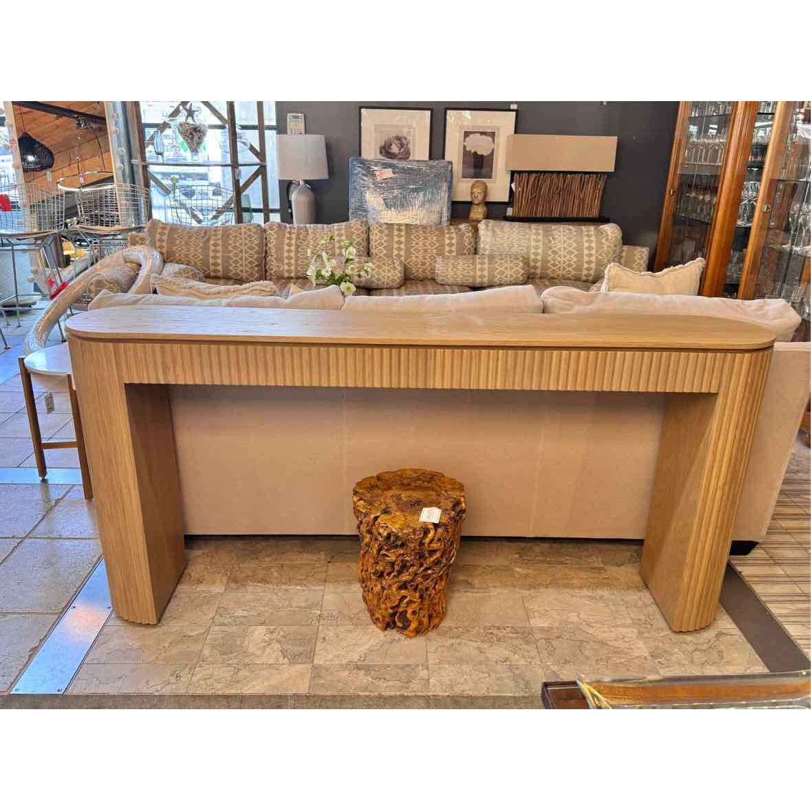 Blonde Wood Console w/ Fluted Legs