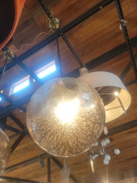 Gold Mottled Clear Glass Sphere Pendant by John Salibello