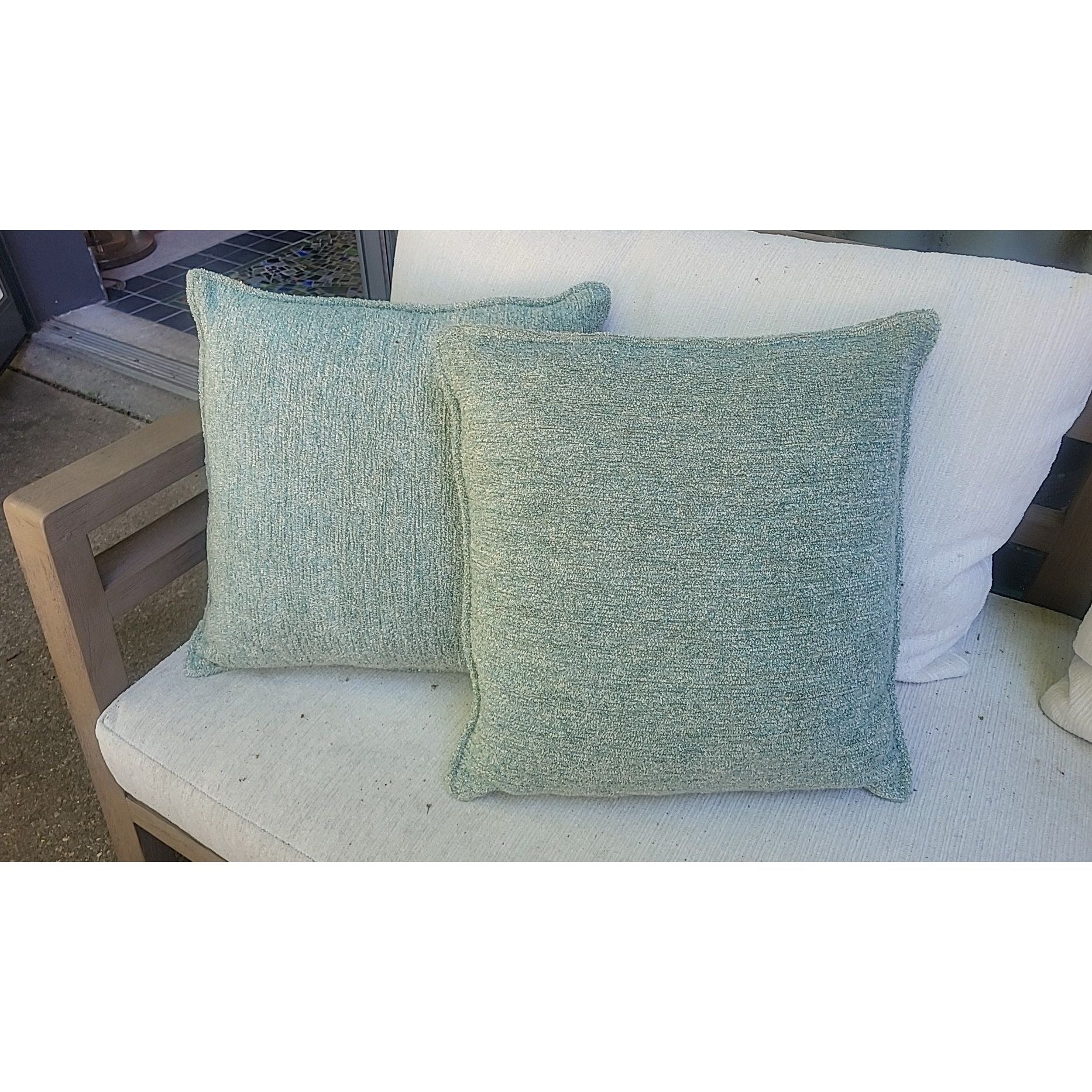 PAIR of Heather Green Outdoor Pillows by Manutti