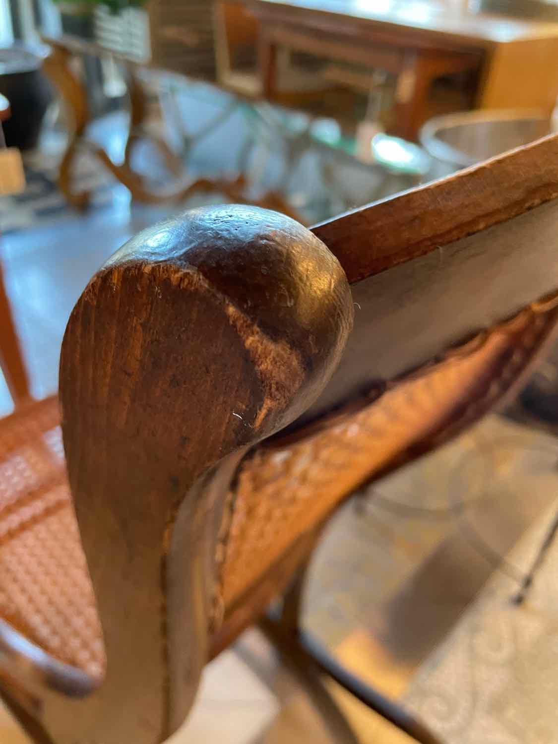 Vintage Wood Cane Back Rocking Chair