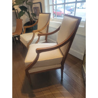 PAIR of Louis XVI Style Linen & Wood Chairs by Ballard Designs