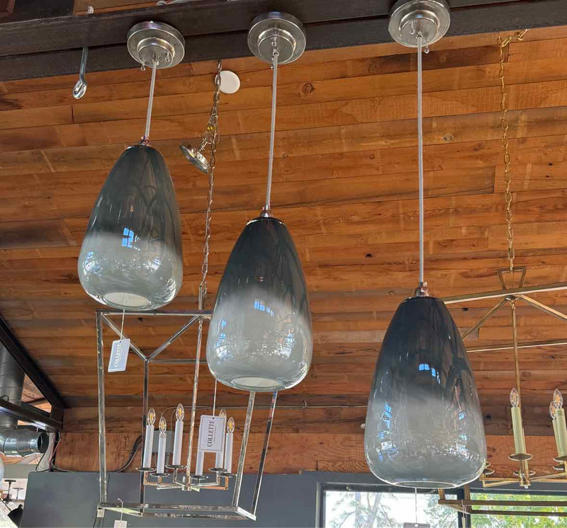 Gray Ombre Swirl Murano Glass Pendant Light