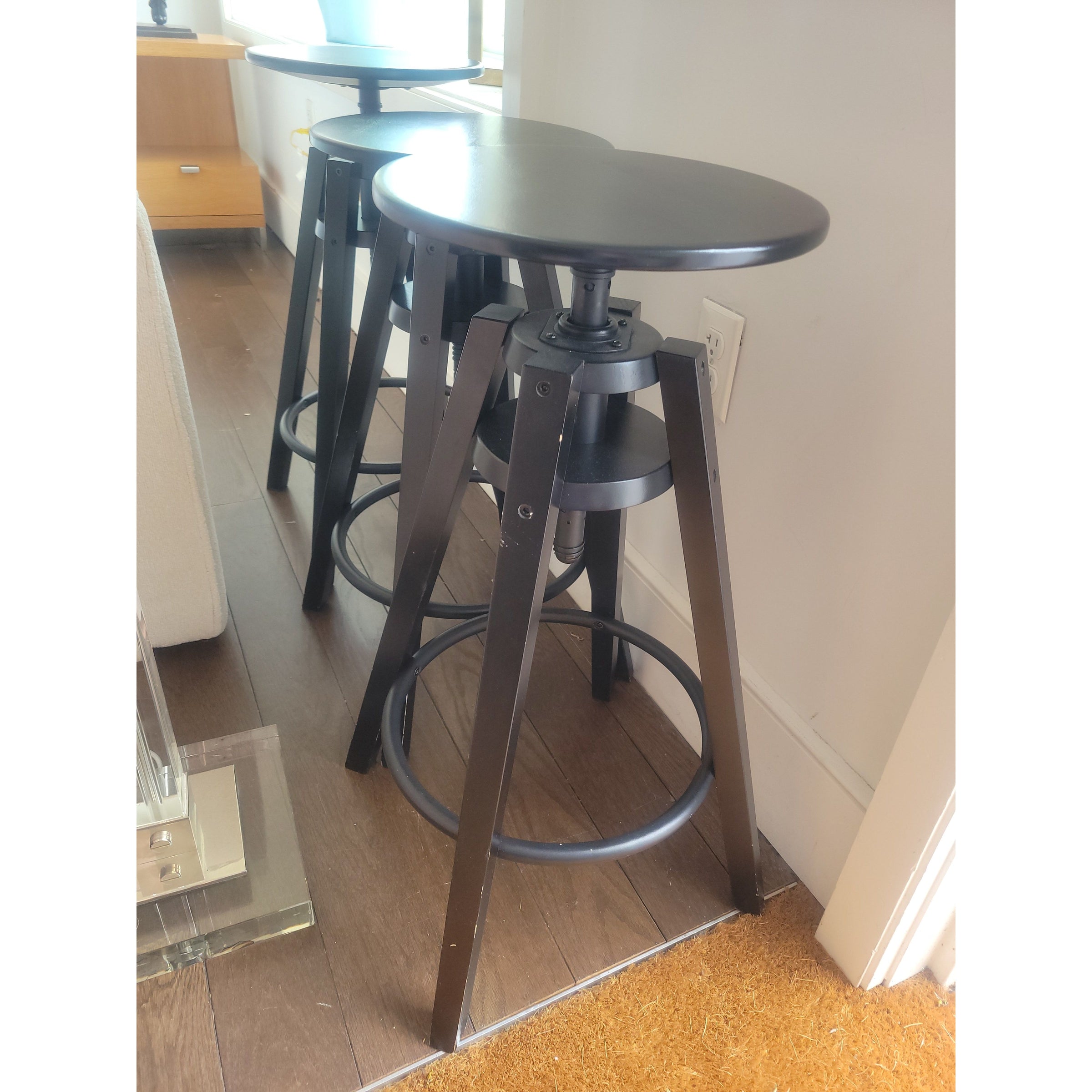 SET of 3 Black Adjustable Bar Stools