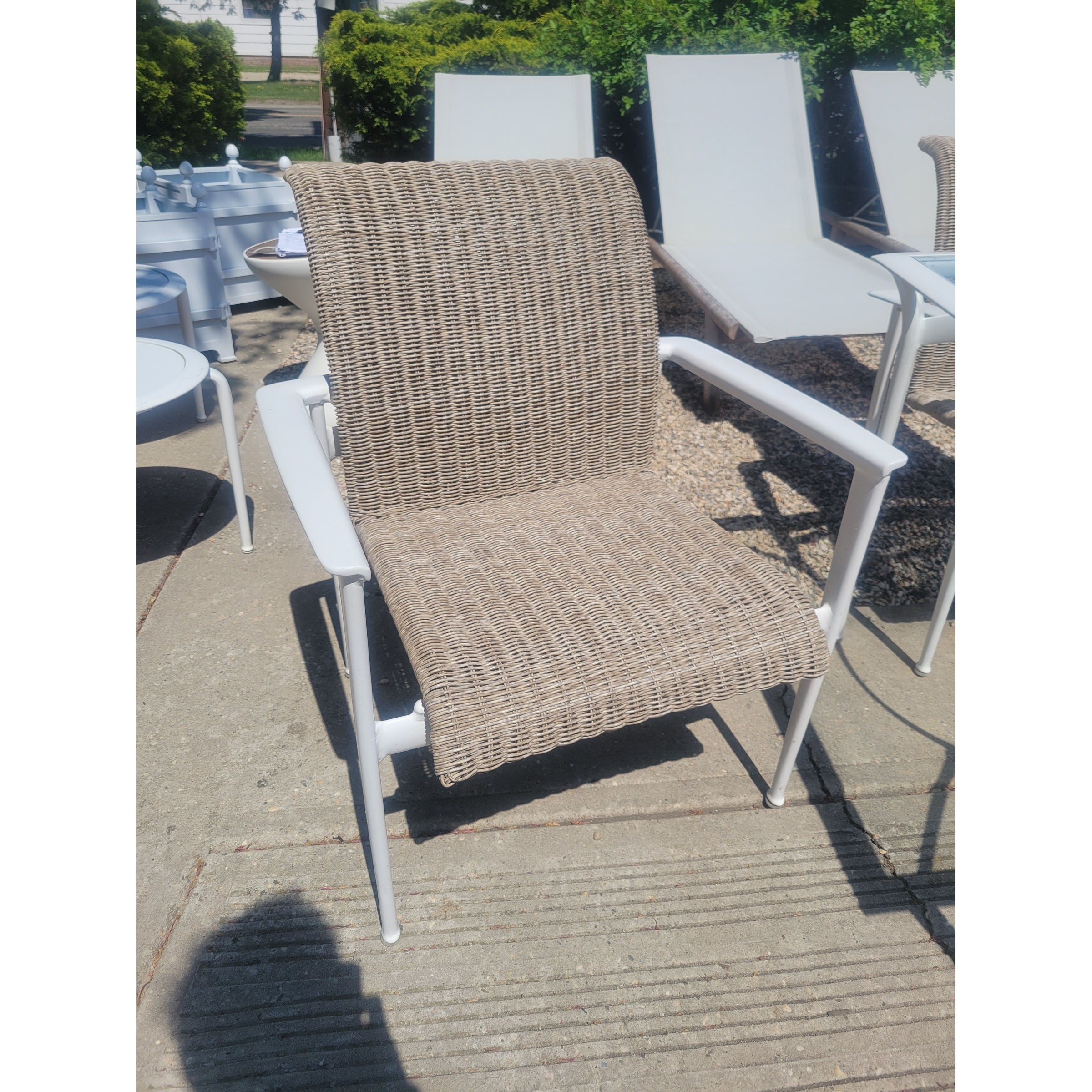 SET of 4 Flight Woven Wicker & Aluminum Dining Chairs by Brown Jordan (AS IS)