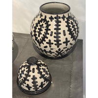 Large Moroccan Stitch Pattern Glazed Ceramic Urn