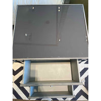 PAIR of Gray Glass 2-Drawer Nightstands Attrib. to Arhaus