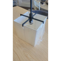 Boxus Black Brass Single Pendant w/ Beige Shade by Sonneman