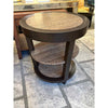 Michael German DeMille Dark Wood Tier Side Table with Texture Design & Drawer