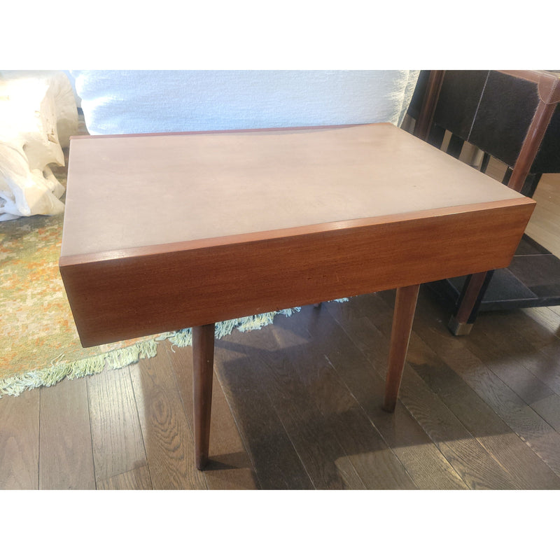 PAIR of Leather Top Wood Side Tables by Herman Miller - AS IS