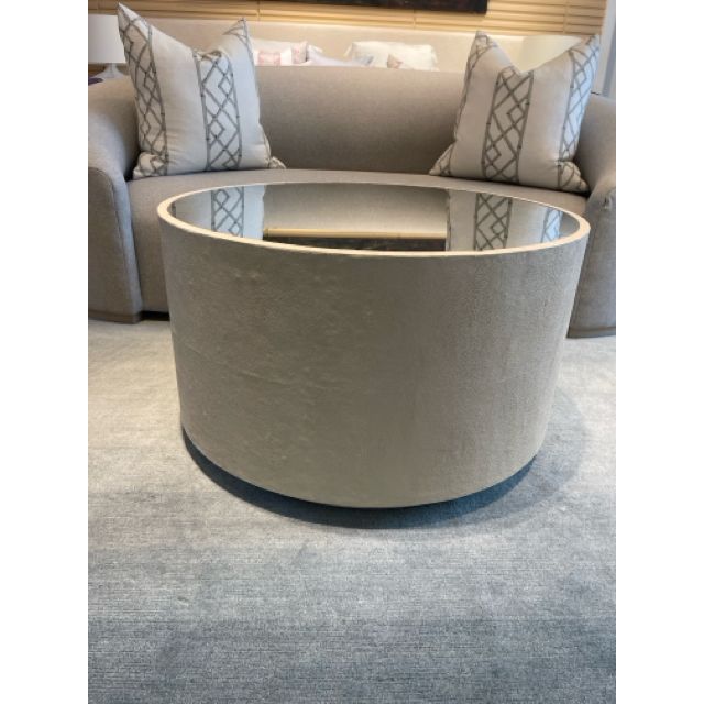 Shagreen Coffee Table w/ Mirror Glass Top Attrib. to Made Goods - colletteconsignment.com