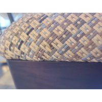 Vintage Dark Wood Bench w/ Wicker Seat