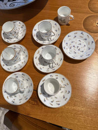 Antique French Set of 8 Saucers & 7 Demi-Tasse Cups, Possibly  Sevres, AS IS