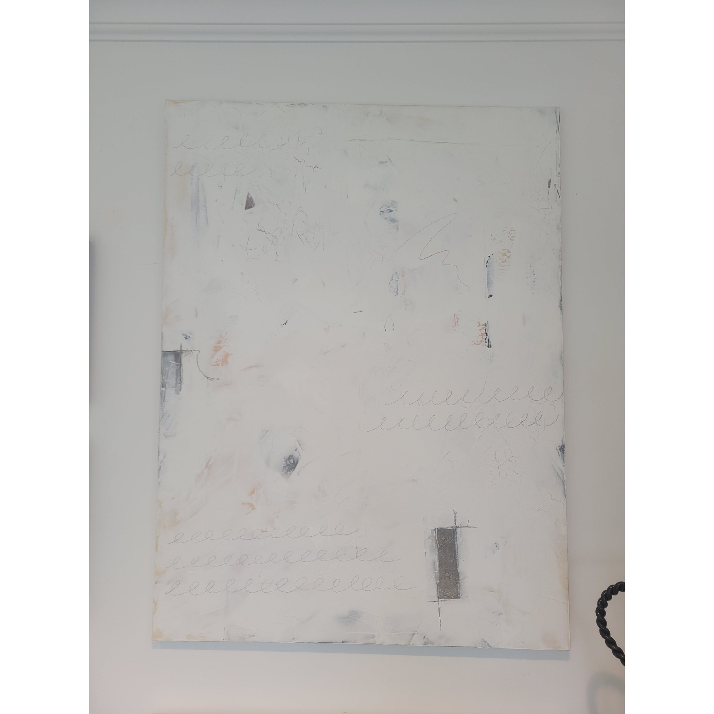White & Gray Acrylic Abstract Painting