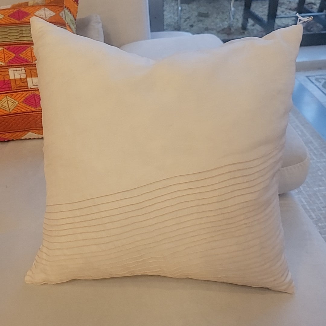 Beige Silk Tulle Square Pillow by Calvin Klein