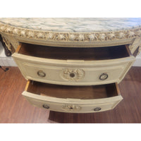 Vintage Demilune Commode w/ Carved Roses & Marble Top (AS IS)