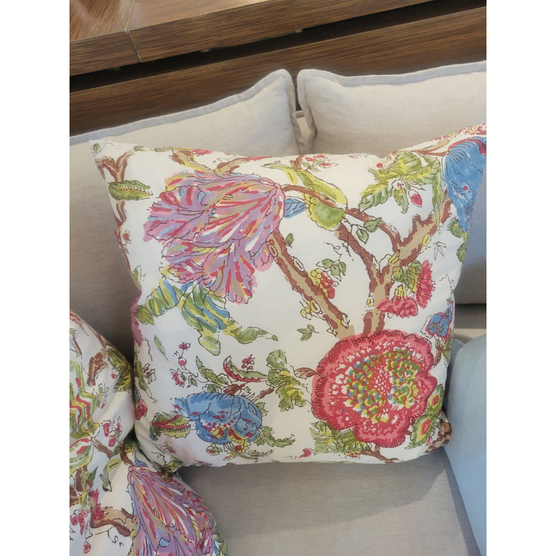 Pair of Square Pillows w/ Red & Turquoise Floral Print