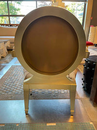 Silver & Brown Leather Oval Arm Chair by John Hutton for Donghia w/ Pillow