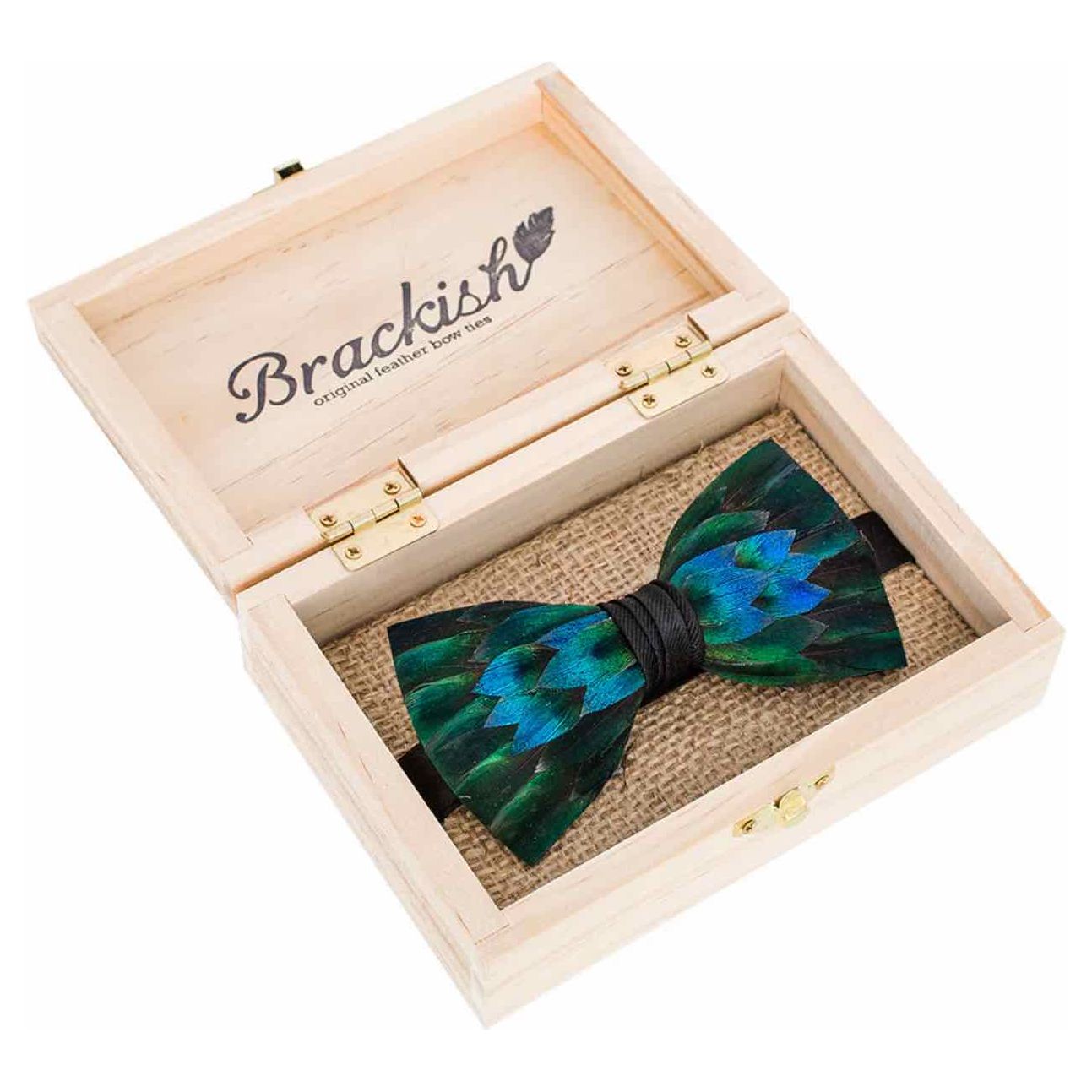 Chisolm- Brackish Peacock Feather Bow Tie