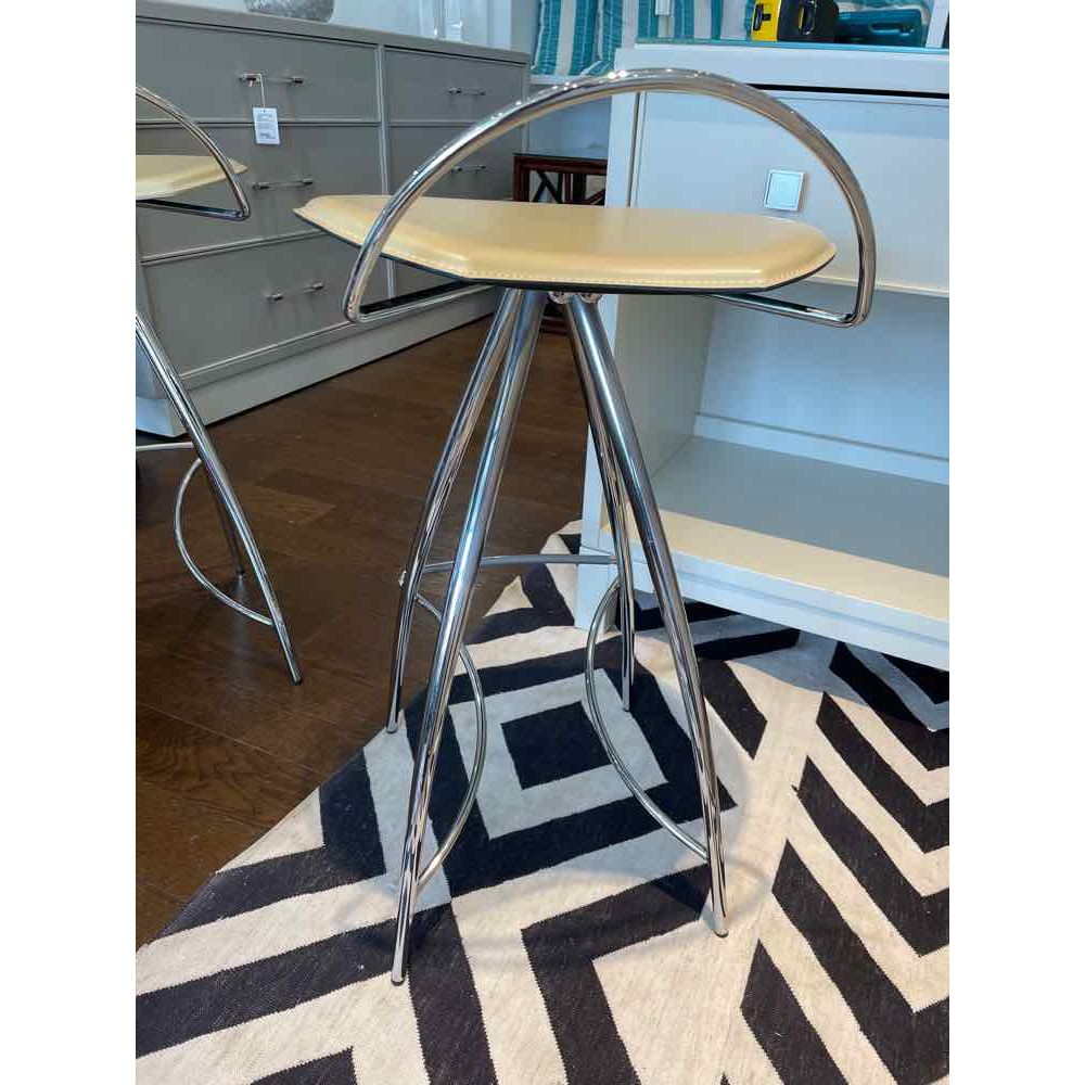 SET of 4 Beige Leather Coco Counter Stools by Cattelan Italia
