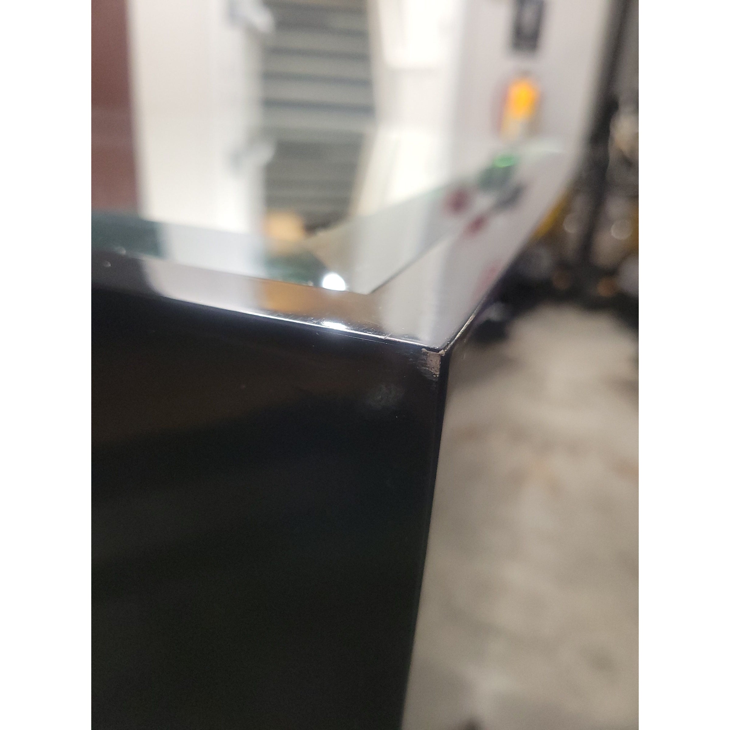 Black Lacquer & Nickel 3-Drawer Nightstand w/ Mirror Top by Worlds Away