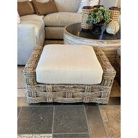 French Woven Rope Ottoman w/ Cushion