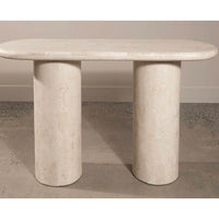 Wyld Blue Tall Skinny Marble Oval Console (AS IS) - colletteconsignment.com