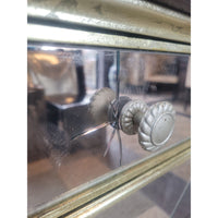 PAIR of Mirrored Glass Nightstands w/ Black Stone Tops (AS IS)